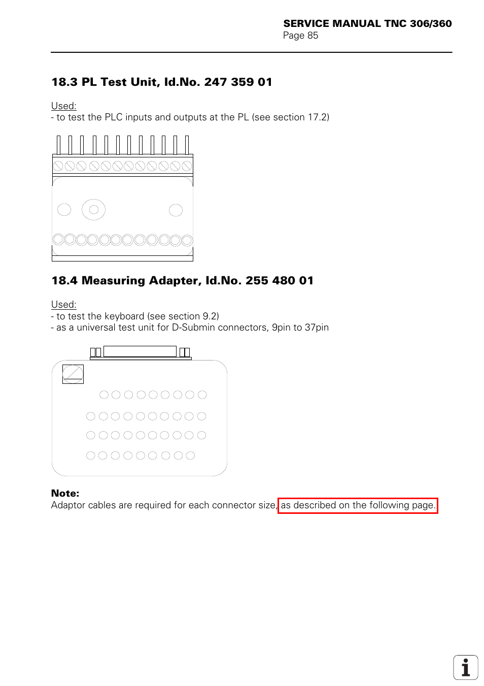 3 pl test unit 18.4 measuring adapter | HEIDENHAIN TNC 306 Service Manual User Manual | Page 92 / 157