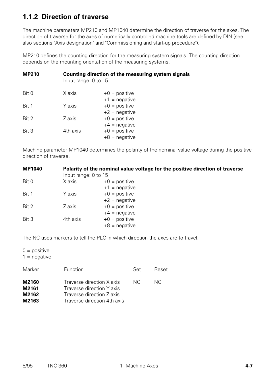 Direction of traverse, 2 direction of traverse | HEIDENHAIN TNC 335 Technical Manual User Manual | Page 104 / 581