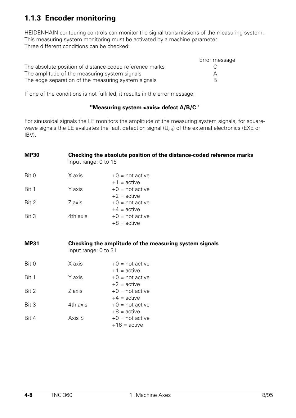 Measuring system monitoring, 3 encoder monitoring | HEIDENHAIN TNC 335 Technical Manual User Manual | Page 105 / 581