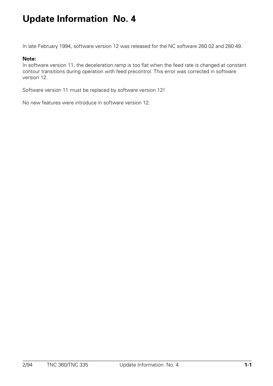 Update information no. 4 | HEIDENHAIN TNC 335 Technical Manual User Manual | Page 12 / 581