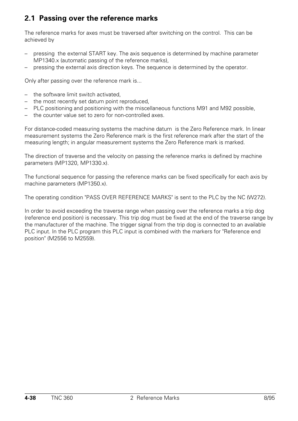 Passing over the reference marks, 1 passing over the reference marks | HEIDENHAIN TNC 335 Technical Manual User Manual | Page 135 / 581