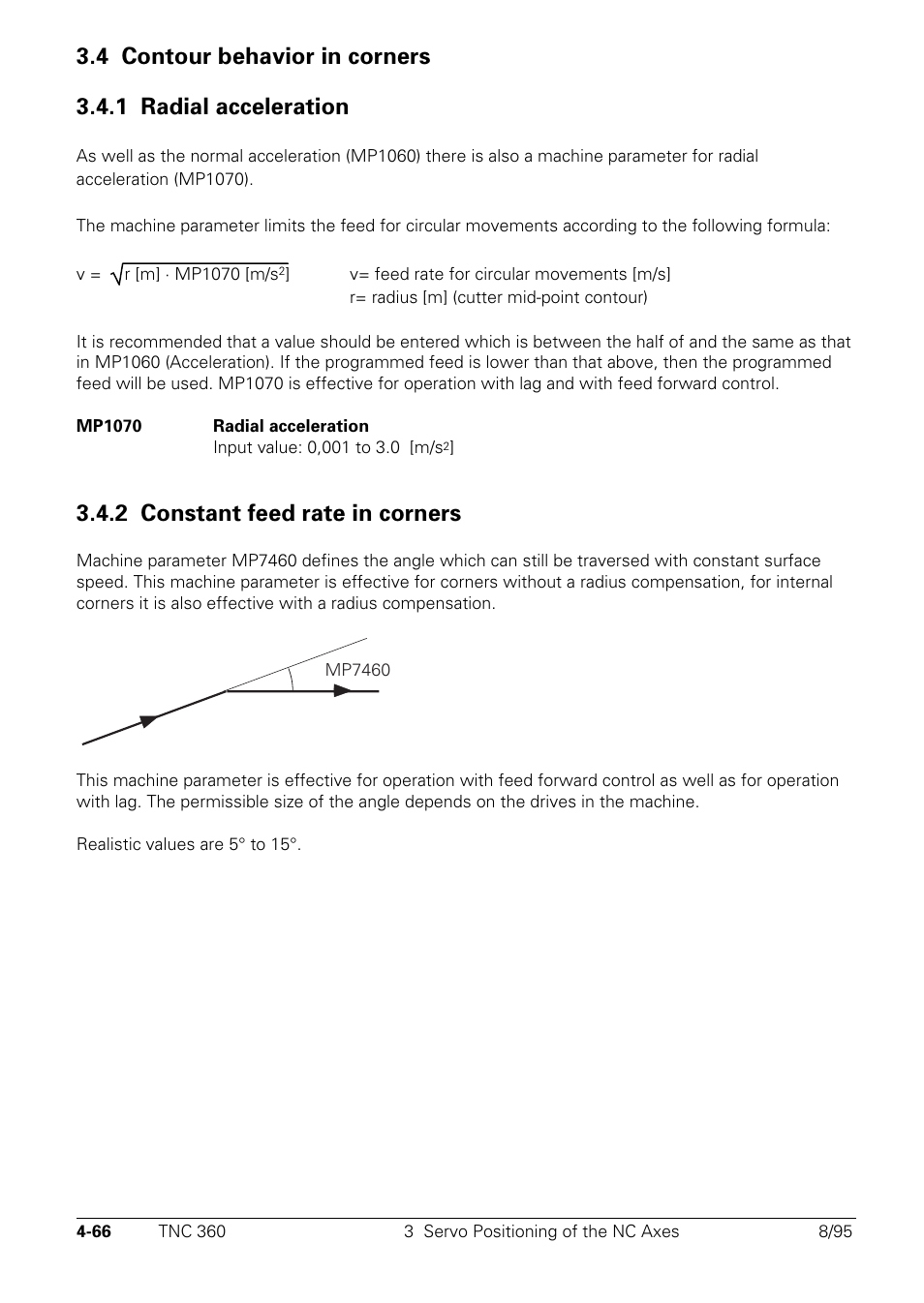 Contour behavior in corners, 1 radial acceleration, 2 constant feed rate in corners | HEIDENHAIN TNC 335 Technical Manual User Manual | Page 163 / 581
