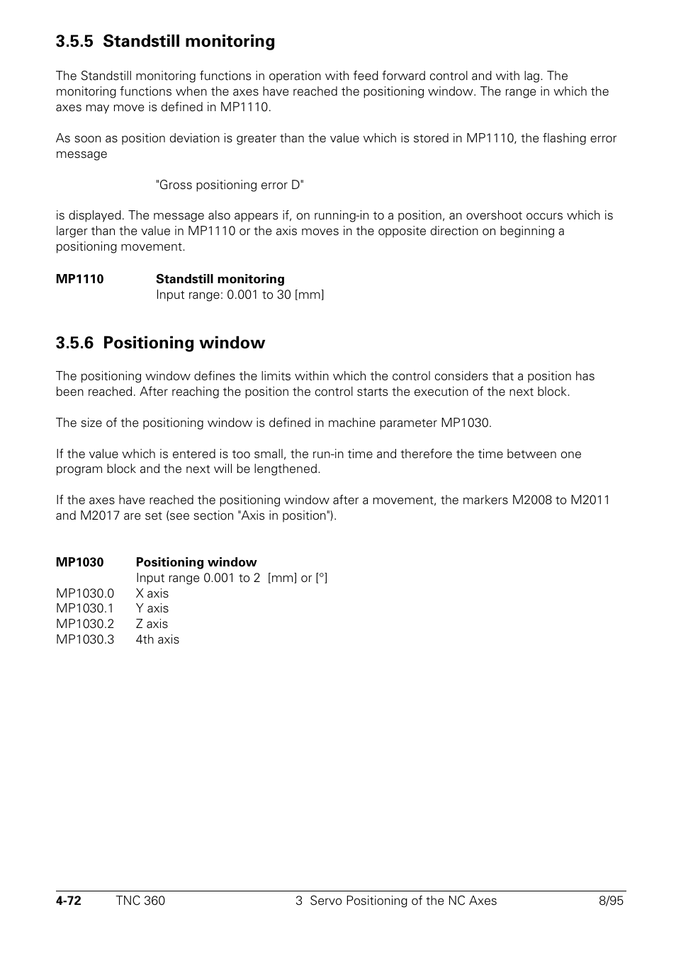 5 standstill monitoring, 6 positioning window | HEIDENHAIN TNC 335 Technical Manual User Manual | Page 169 / 581