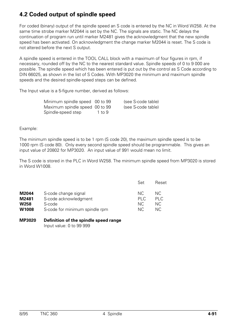Bcd-coded output of spindle speed, 2 coded output of spindle speed | HEIDENHAIN TNC 335 Technical Manual User Manual | Page 188 / 581