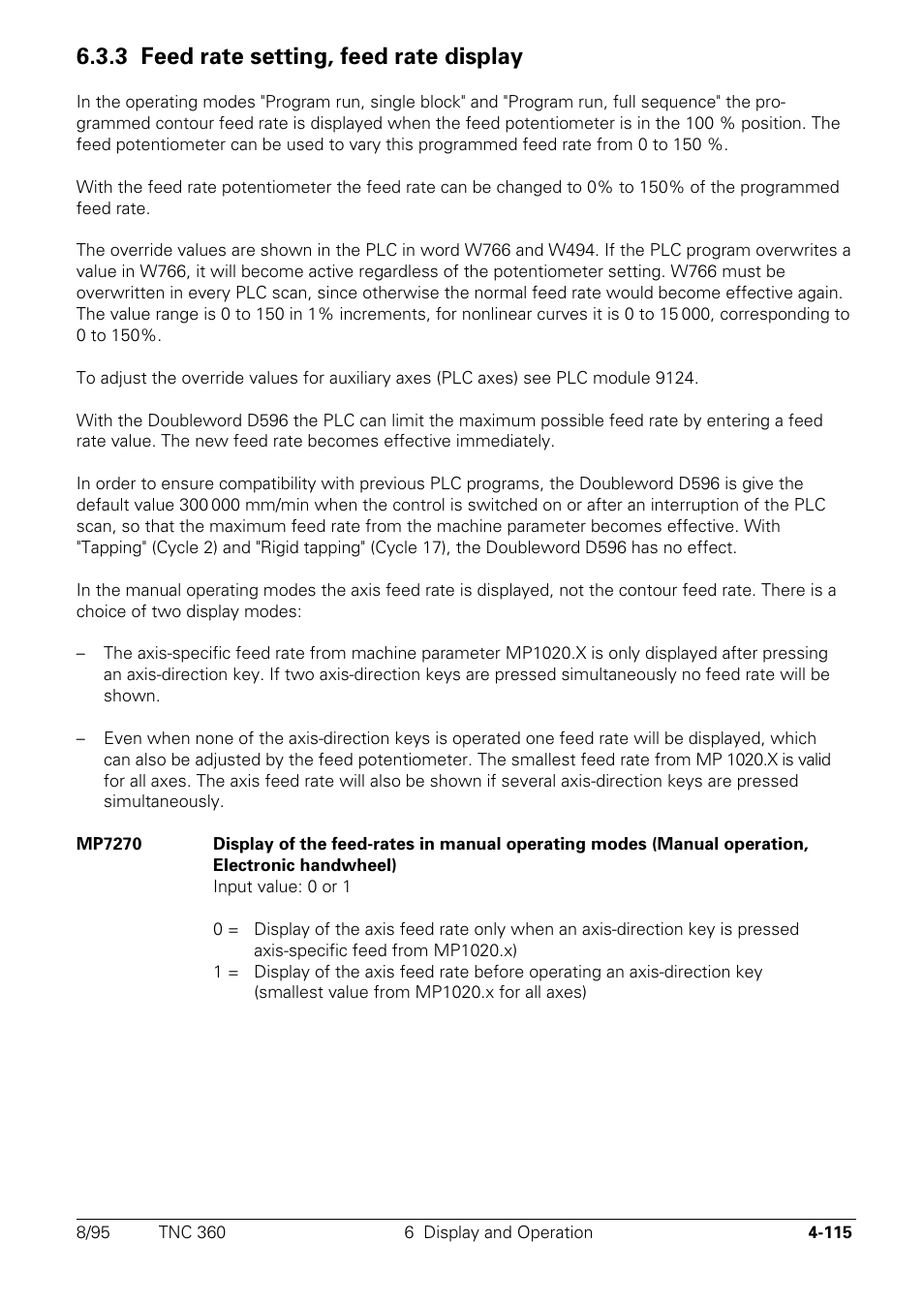 3 feed rate display, feed rate display, 3 feed rate setting, feed rate display | HEIDENHAIN TNC 335 Technical Manual User Manual | Page 212 / 581