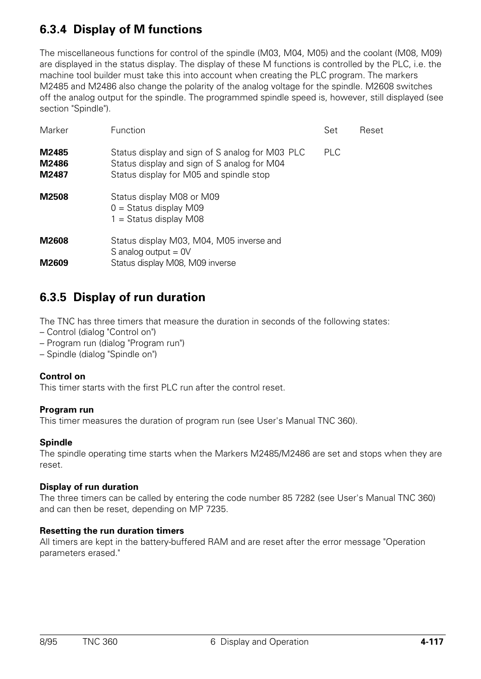 4 display of m functions, 5 display of run duration | HEIDENHAIN TNC 335 Technical Manual User Manual | Page 214 / 581