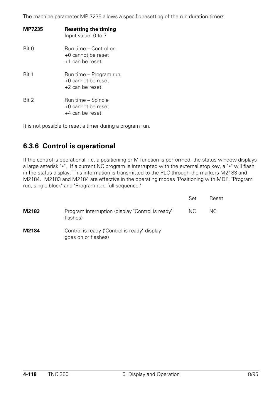 6 control is operational | HEIDENHAIN TNC 335 Technical Manual User Manual | Page 215 / 581