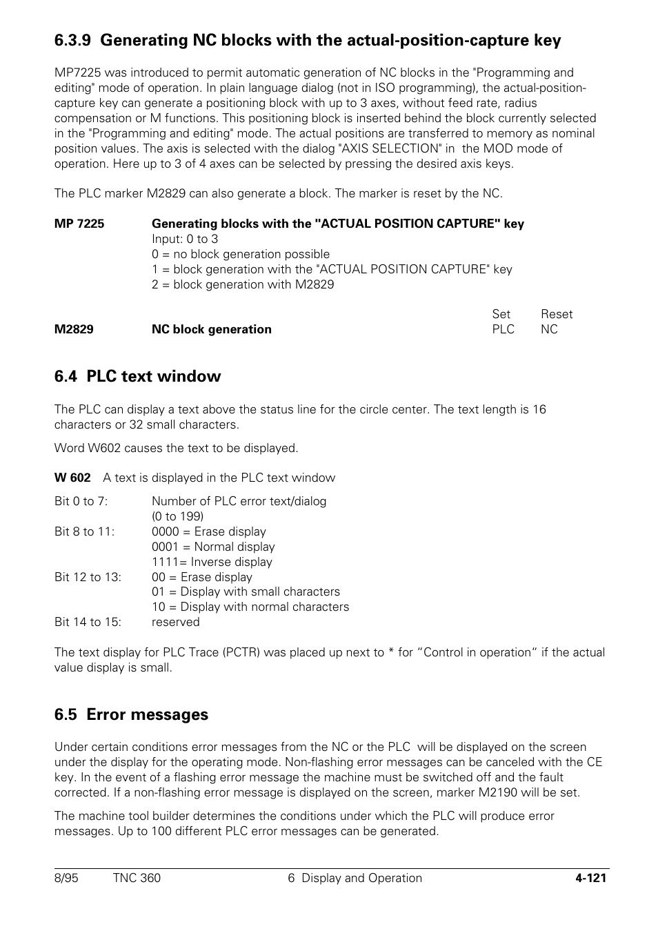 Plc text window, Error messages, 4 plc text window | 5 error messages | HEIDENHAIN TNC 335 Technical Manual User Manual | Page 218 / 581