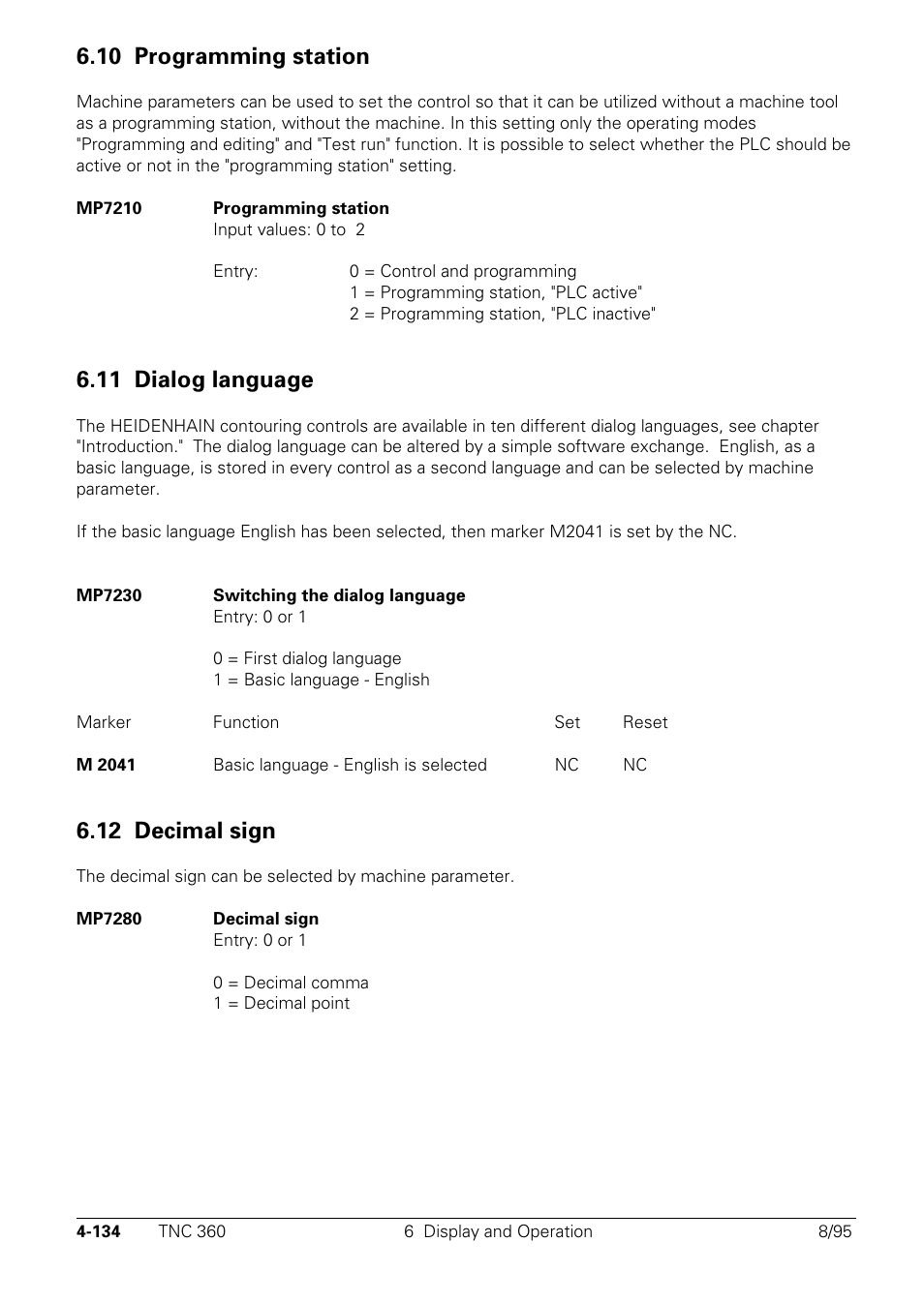 10 programming station, 11 dialog language, Decimal | Sign, 12 decimal sign | HEIDENHAIN TNC 335 Technical Manual User Manual | Page 231 / 581