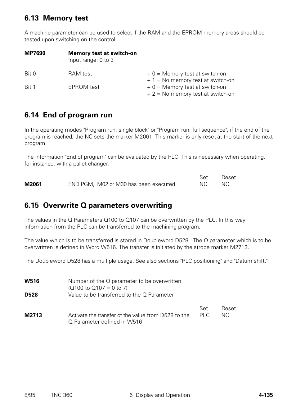 13 memory test, 14 end of program run, 15 overwrite q-parameters overwriting | 15 overwrite q parameters overwriting | HEIDENHAIN TNC 335 Technical Manual User Manual | Page 232 / 581