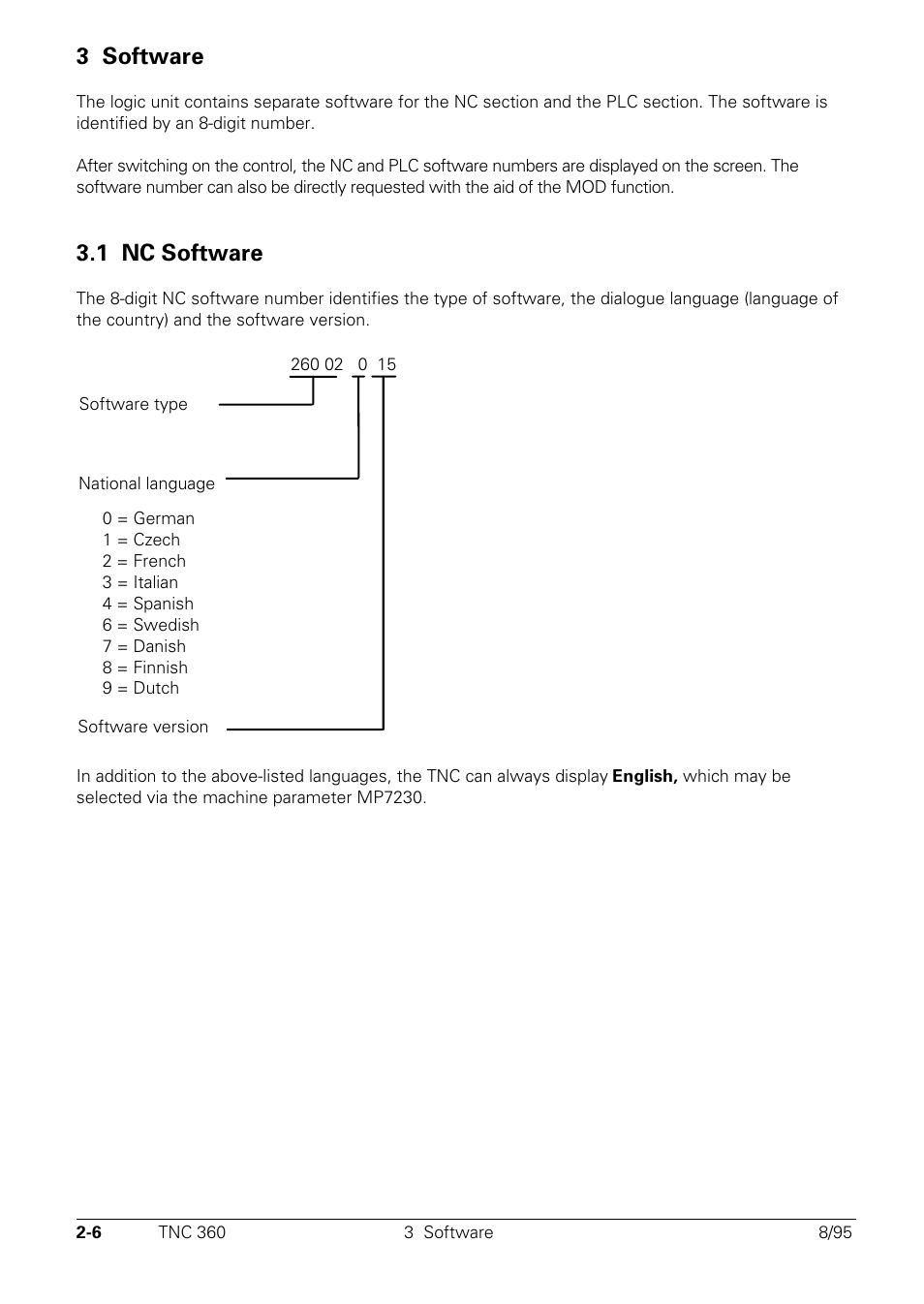 Software, Nc software, 3 software | 1 nc software | HEIDENHAIN TNC 335 Technical Manual User Manual | Page 28 / 581