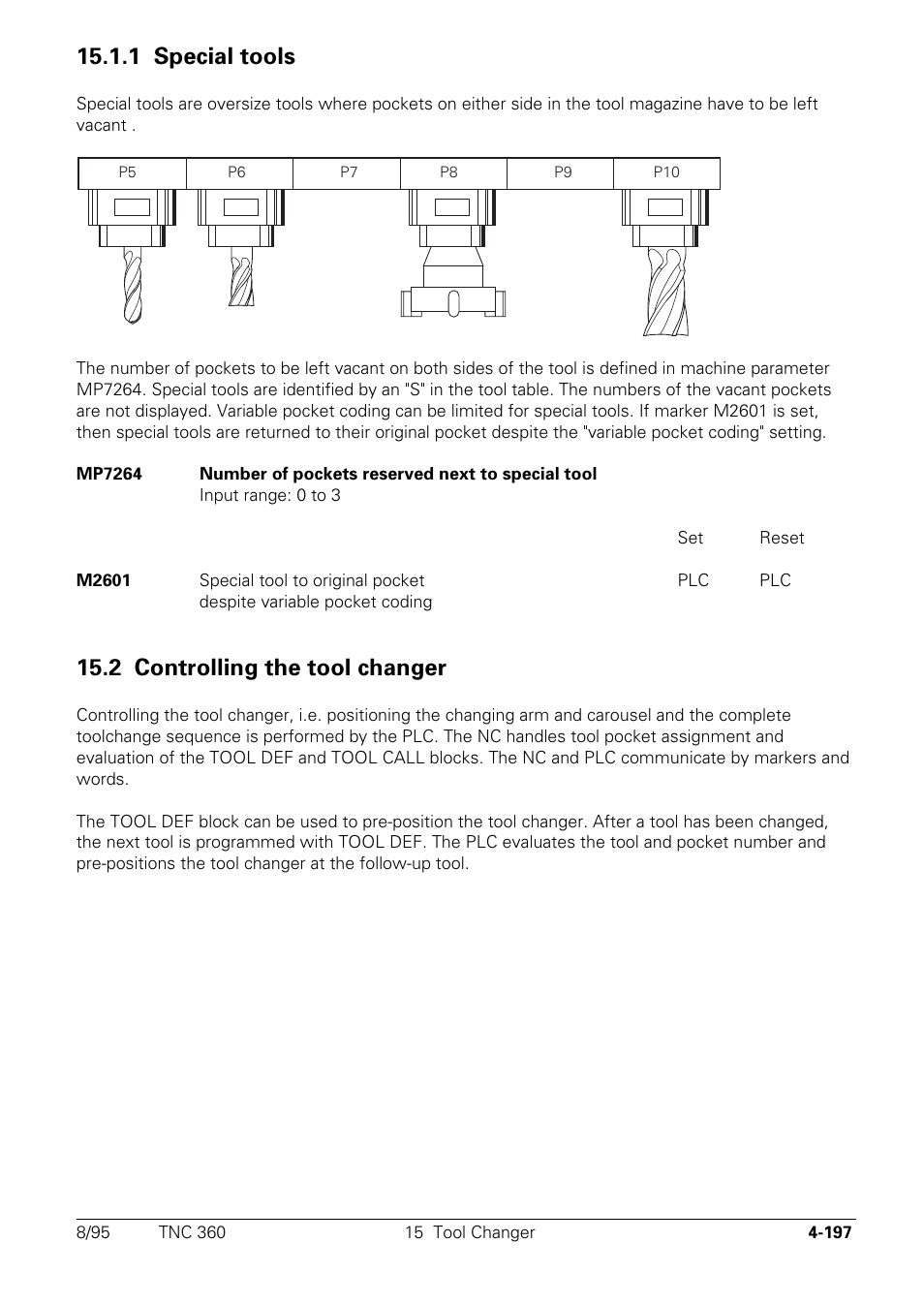 1 special tools, Controlling the tool changer, 2 controlling the tool changer | HEIDENHAIN TNC 335 Technical Manual User Manual | Page 294 / 581