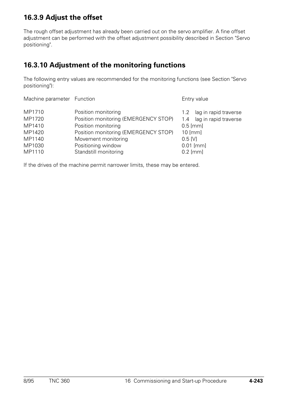 9 adjust the offset, 10 adjustment of the monitoring functions | HEIDENHAIN TNC 335 Technical Manual User Manual | Page 340 / 581