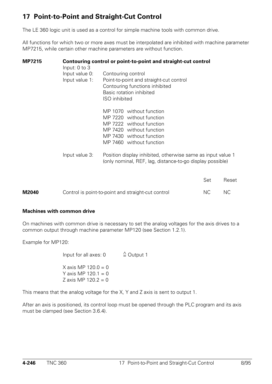 Point-to-point and straight-cut control, 17 point-to-point and straight-cut control | HEIDENHAIN TNC 335 Technical Manual User Manual | Page 343 / 581