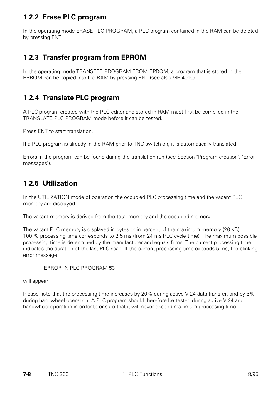 2 erase plc-program, 3 transfer program from eprom, 4 translate plc program | 5 utilization, 2 erase plc program | HEIDENHAIN TNC 335 Technical Manual User Manual | Page 387 / 581