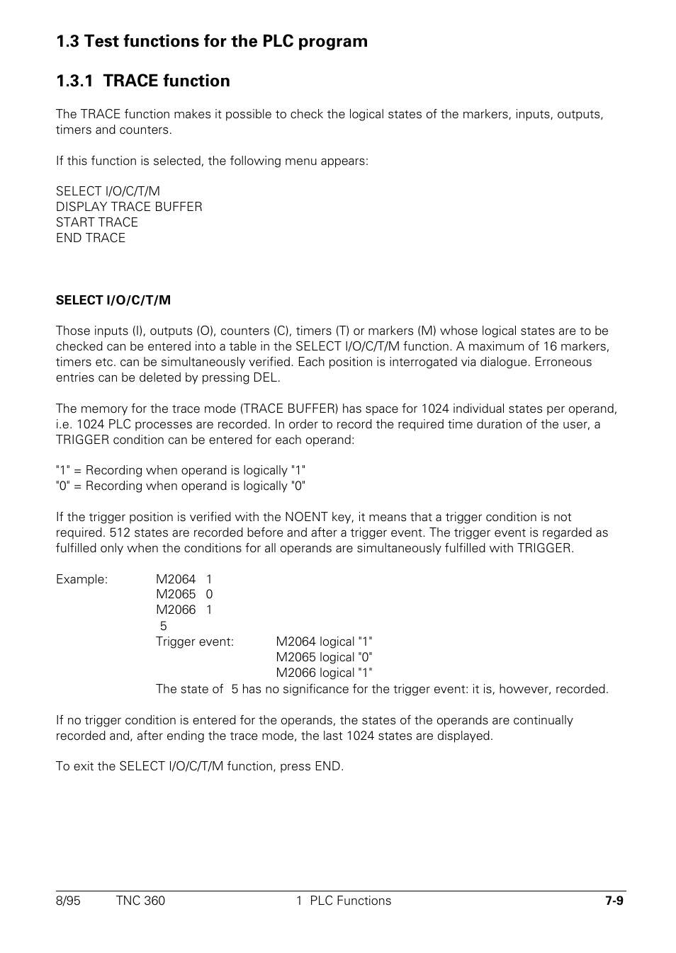Test functions for the plc-program, 1 trace-function | HEIDENHAIN TNC 335 Technical Manual User Manual | Page 388 / 581