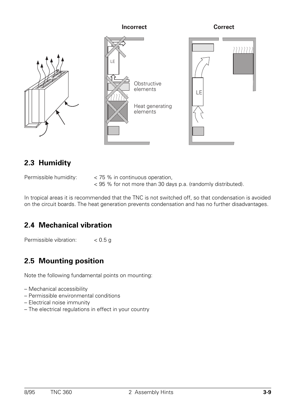 Humidity, Mechanical vibration, Mounting position | 3 humidity, 4 mechanical vibration, 5 mounting position | HEIDENHAIN TNC 335 Technical Manual User Manual | Page 39 / 581