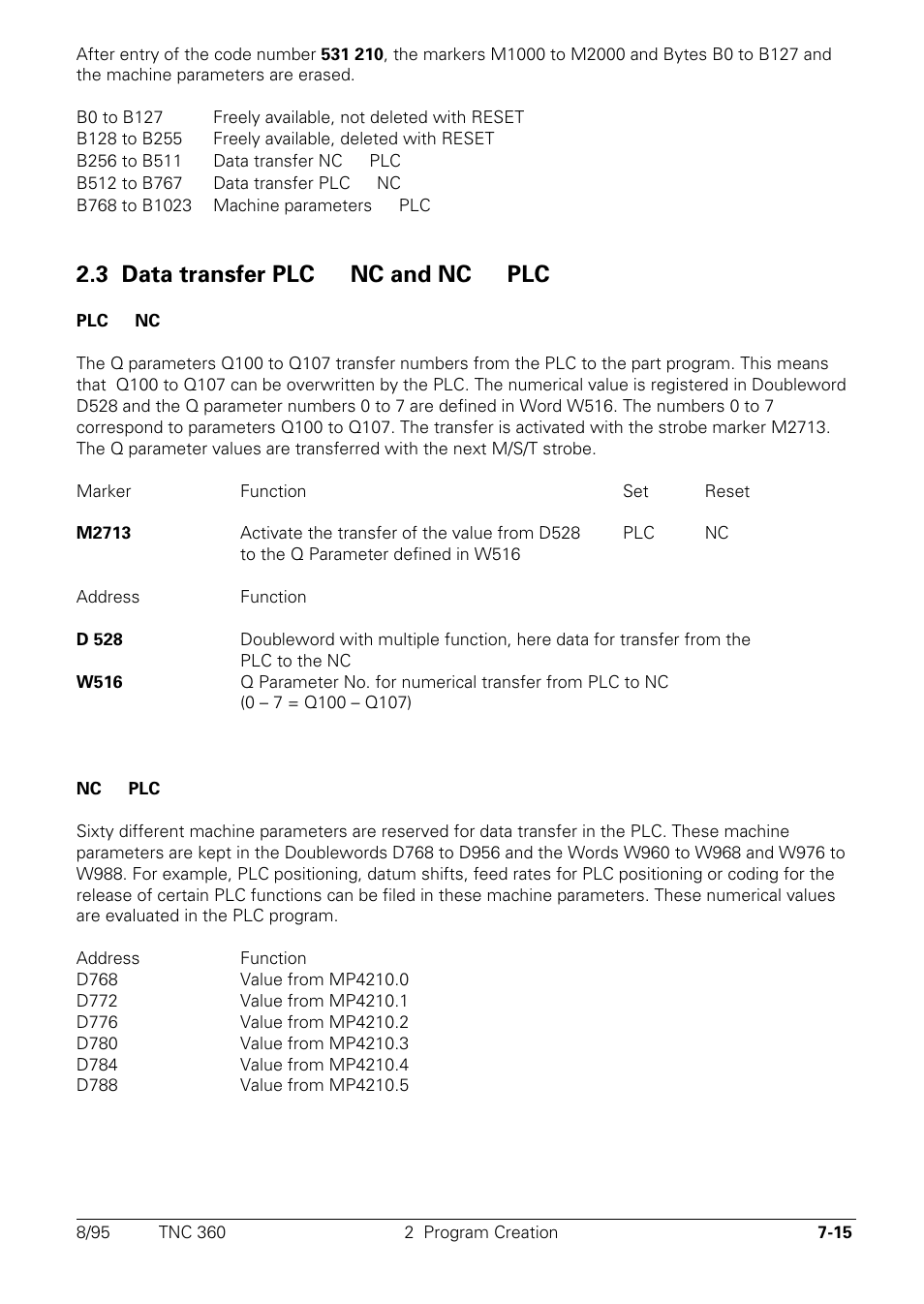 Data transfer plc, Nc and nc, 3 data transfer plc → nc and nc → plc | HEIDENHAIN TNC 335 Technical Manual User Manual | Page 394 / 581