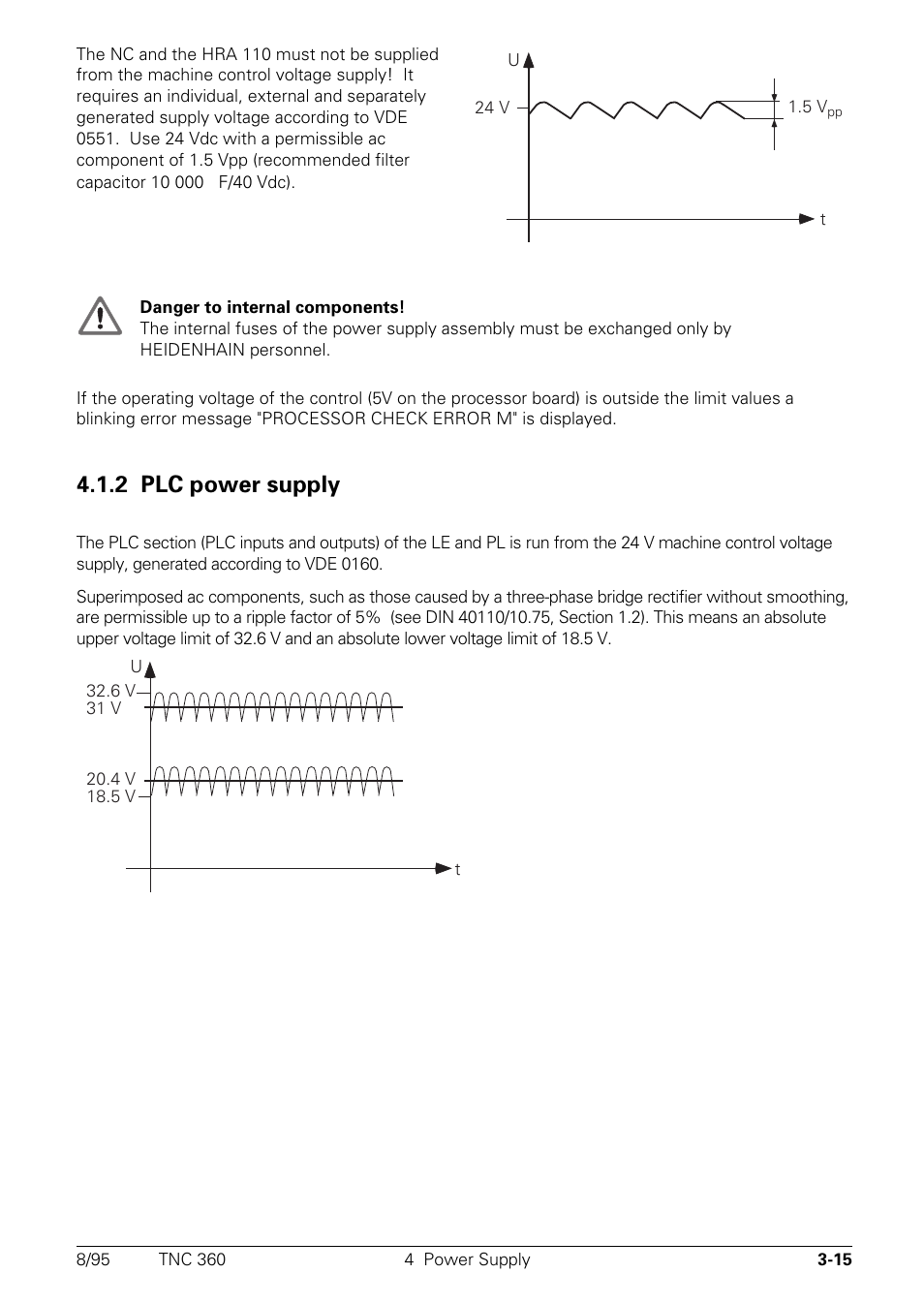 Plc power supply, 2 plc power supply | HEIDENHAIN TNC 335 Technical Manual User Manual | Page 44 / 581