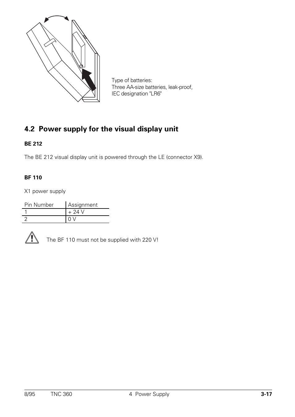 Power supply for the visual display unit, 2 power supply for the visual display unit | HEIDENHAIN TNC 335 Technical Manual User Manual | Page 46 / 581