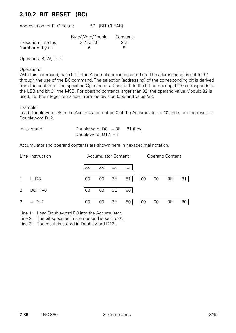 2 bit reset, 2 bit reset (bc) bc | HEIDENHAIN TNC 335 Technical Manual User Manual | Page 465 / 581