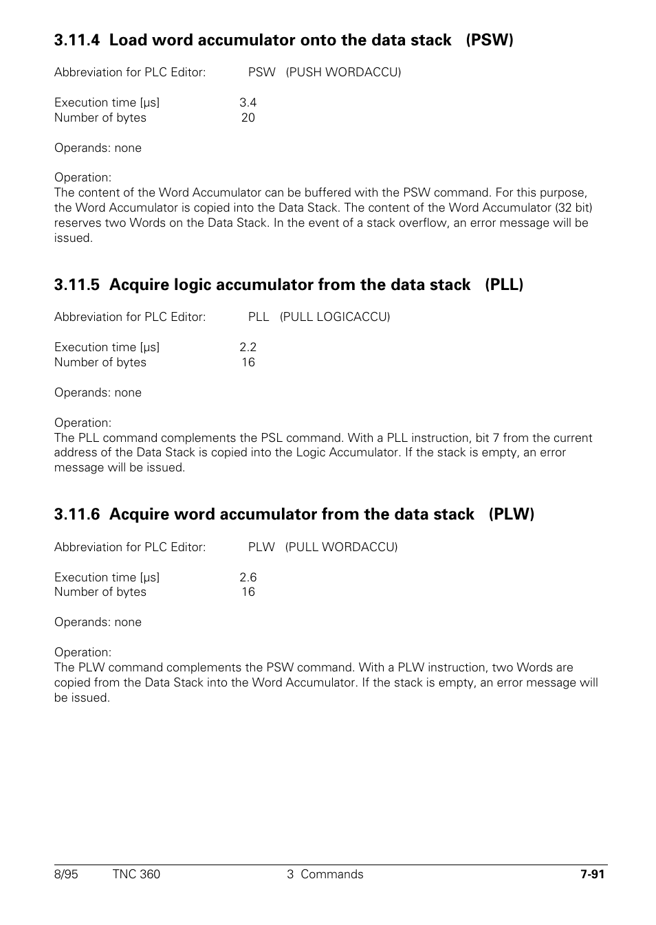 4 load word accumulator onto the data stack, 5 acquire logic accumulator from the data stack, 6 acquire word accumulator from the data stack | HEIDENHAIN TNC 335 Technical Manual User Manual | Page 470 / 581