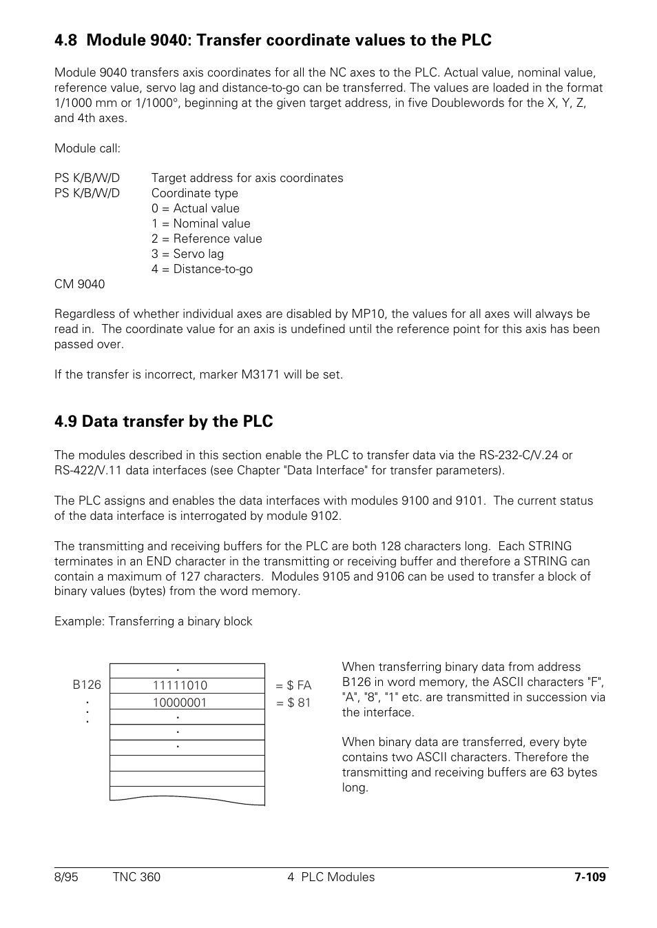 Module 9040: transfer coordinate values to the plc, Data transfer by the plc, 9 data transfer by the plc | HEIDENHAIN TNC 335 Technical Manual User Manual | Page 488 / 581