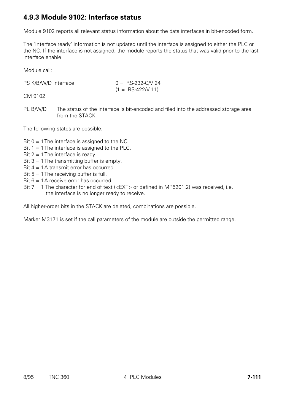 3 module 9102: interface status | HEIDENHAIN TNC 335 Technical Manual User Manual | Page 490 / 581