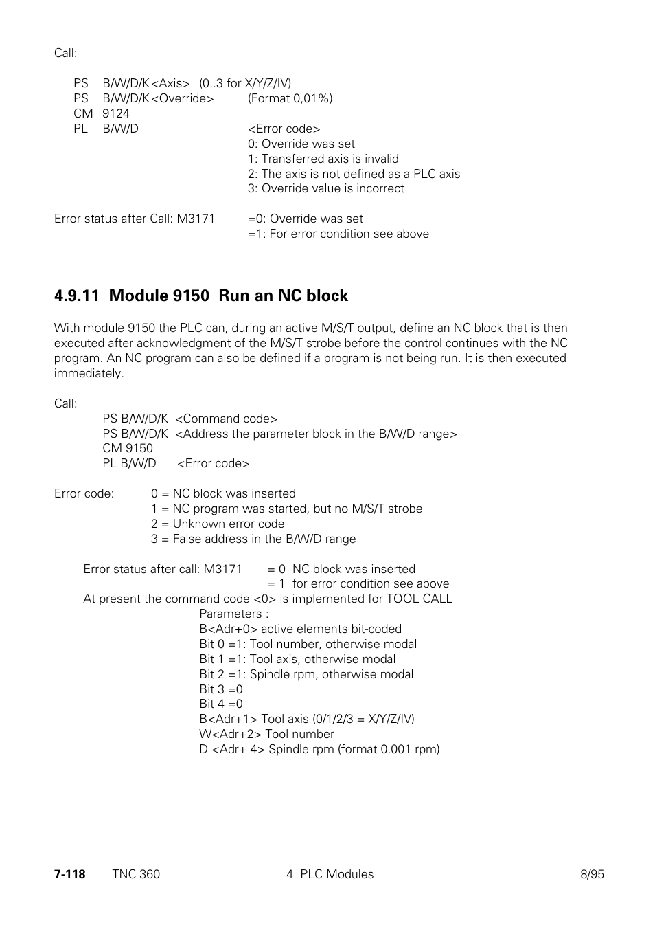 11 module 9125: run an nc block | HEIDENHAIN TNC 335 Technical Manual User Manual | Page 497 / 581