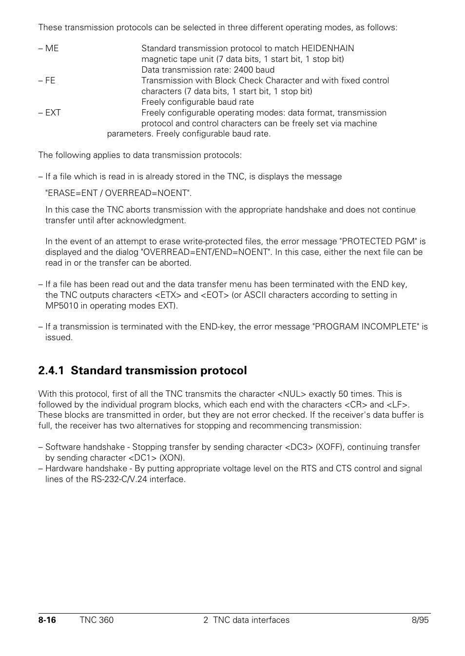 1 standard transmission protocol | HEIDENHAIN TNC 335 Technical Manual User Manual | Page 523 / 581