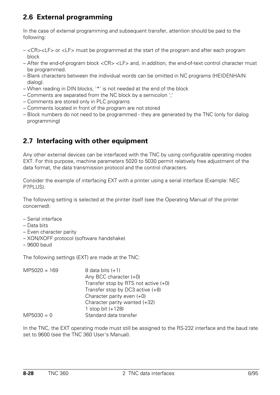 External programming, Interfacing with other equipment, 6 external programming | 7 interfacing with other equipment | HEIDENHAIN TNC 335 Technical Manual User Manual | Page 535 / 581