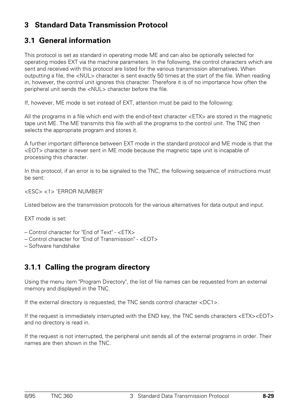 Standard data transmission protocol, General information, 1 calling the program directory | HEIDENHAIN TNC 335 Technical Manual User Manual | Page 536 / 581