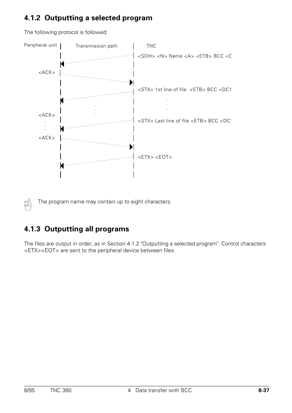 2 outputting a selected program, 3 outputting all programs | HEIDENHAIN TNC 335 Technical Manual User Manual | Page 544 / 581