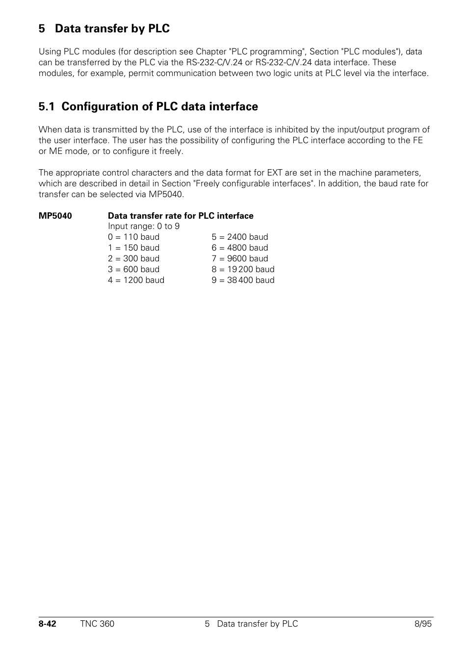 Data transfer by plc, Configuration of plc data interface, 5 data transfer by plc | 1 configuration of plc data interface | HEIDENHAIN TNC 335 Technical Manual User Manual | Page 549 / 581