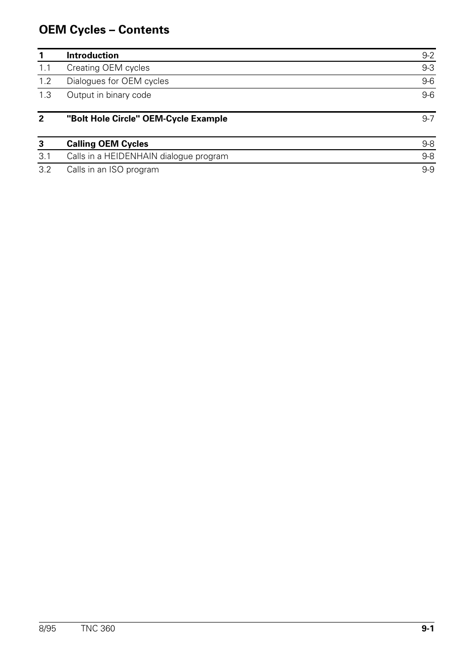 Original equipment manufacturer’s (oem) cycles, Oem cycles – contents | HEIDENHAIN TNC 335 Technical Manual User Manual | Page 553 / 581