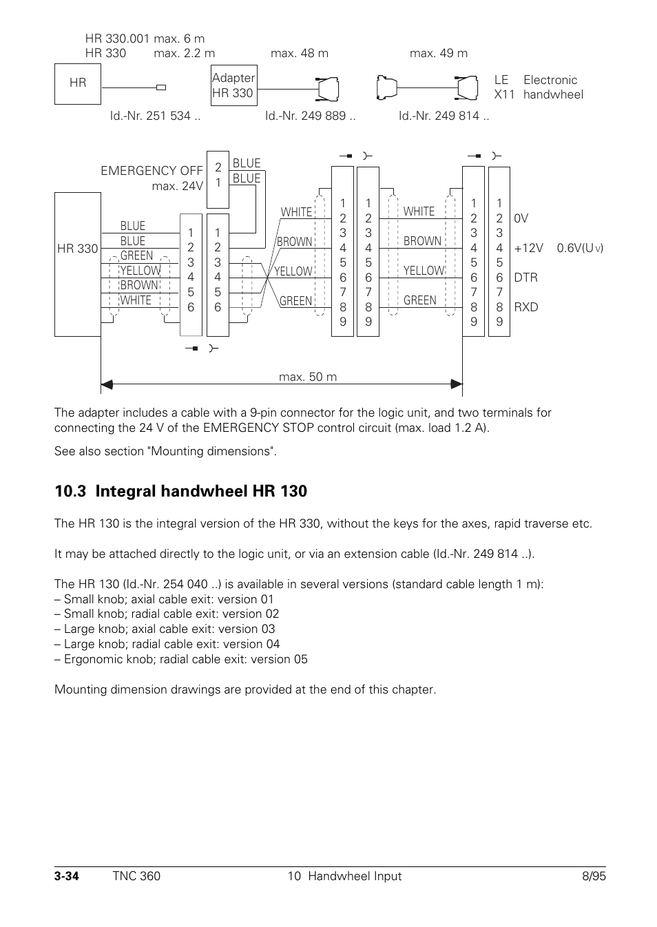 Integral handwheel hr 130, 3 integral handwheel hr 130 | HEIDENHAIN TNC 335 Technical Manual User Manual | Page 60 / 581