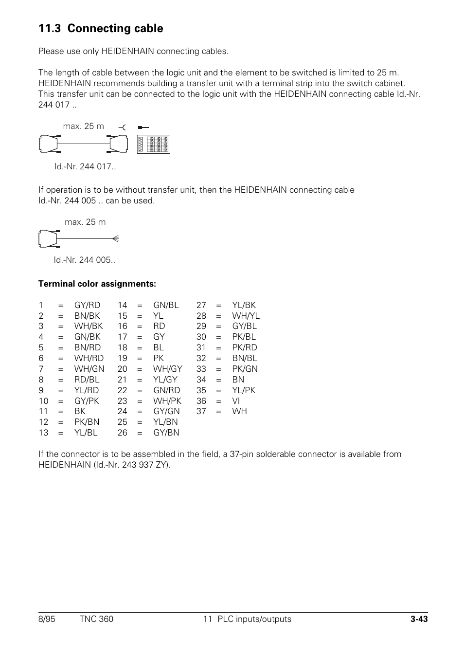 Connecting cable, 3 connecting cable | HEIDENHAIN TNC 335 Technical Manual User Manual | Page 68 / 581