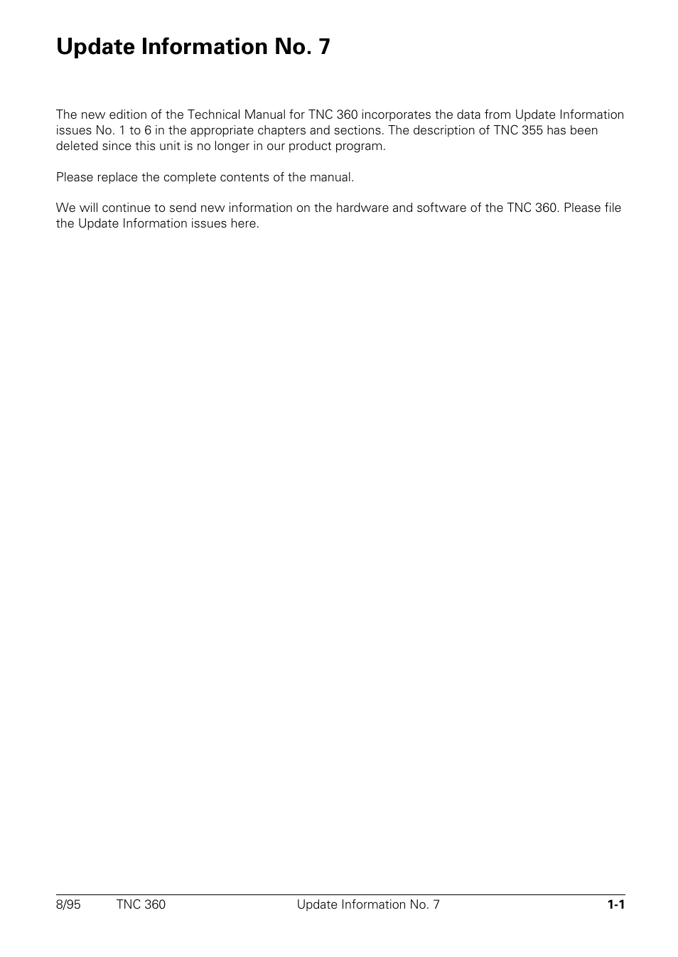 Update information no. 7 | HEIDENHAIN TNC 335 Technical Manual User Manual | Page 8 / 581