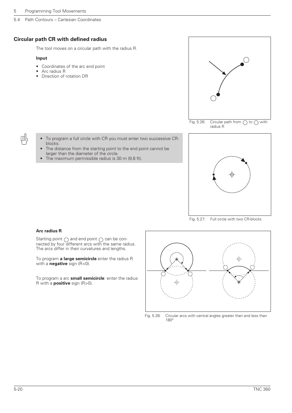 Circular path cr with defined radius | HEIDENHAIN TNC 360 User Manual User Manual | Page 104 / 237