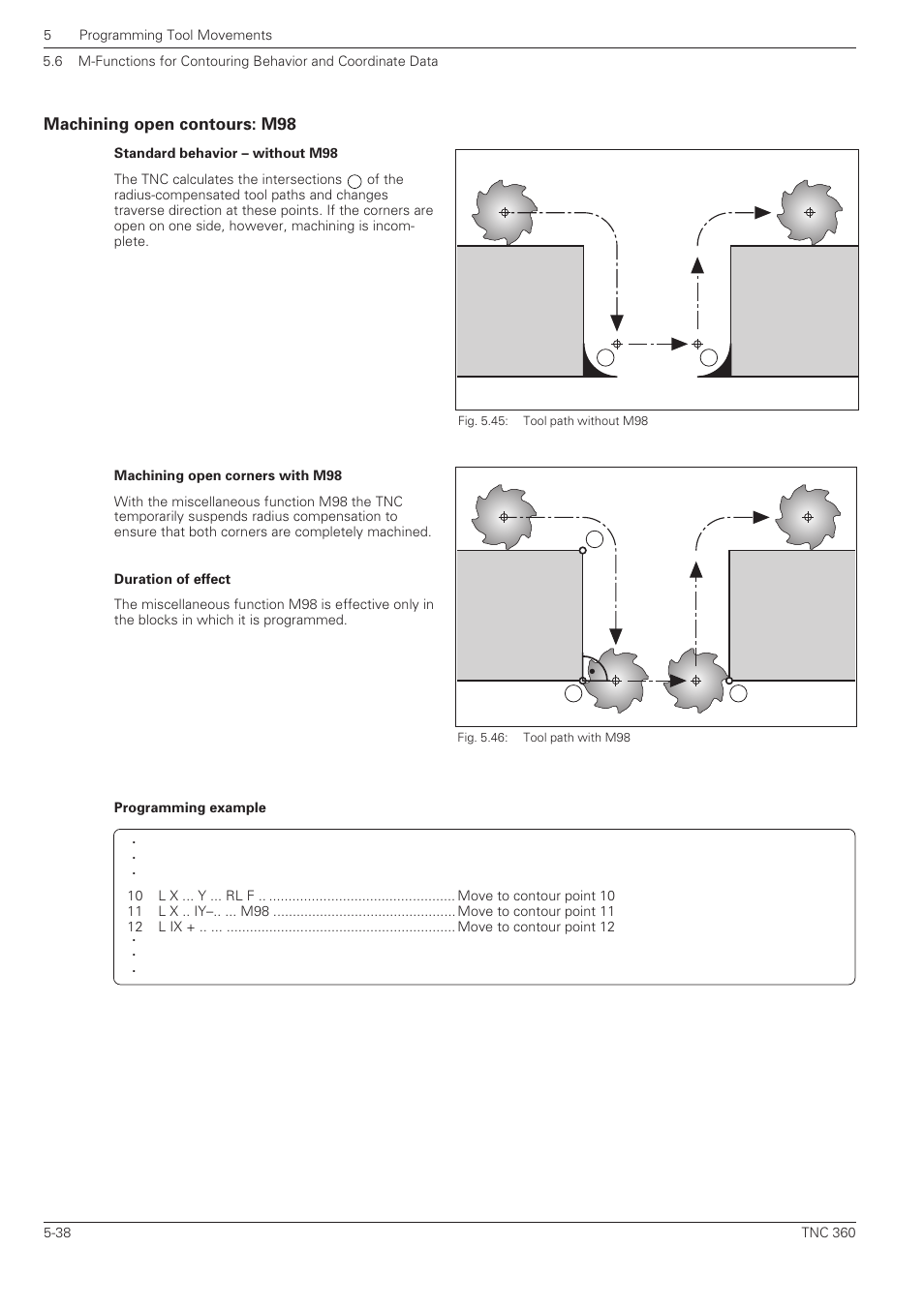 Machining open contours: m98 | HEIDENHAIN TNC 360 User Manual User Manual | Page 122 / 237