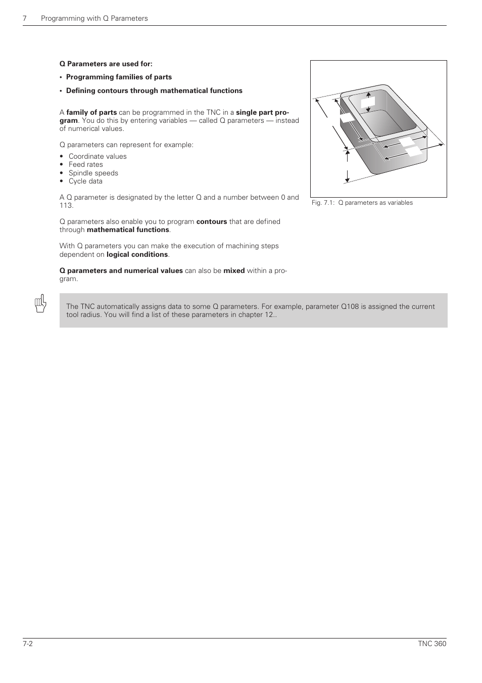 Programming with q parameters | HEIDENHAIN TNC 360 User Manual User Manual | Page 136 / 237