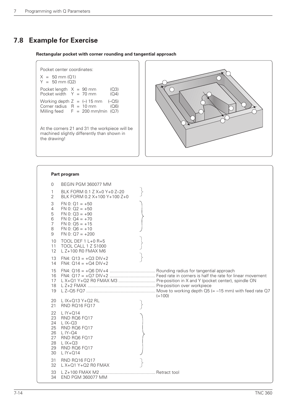 Example for exercise -14, 8 example for exercise | HEIDENHAIN TNC 360 User Manual User Manual | Page 148 / 237