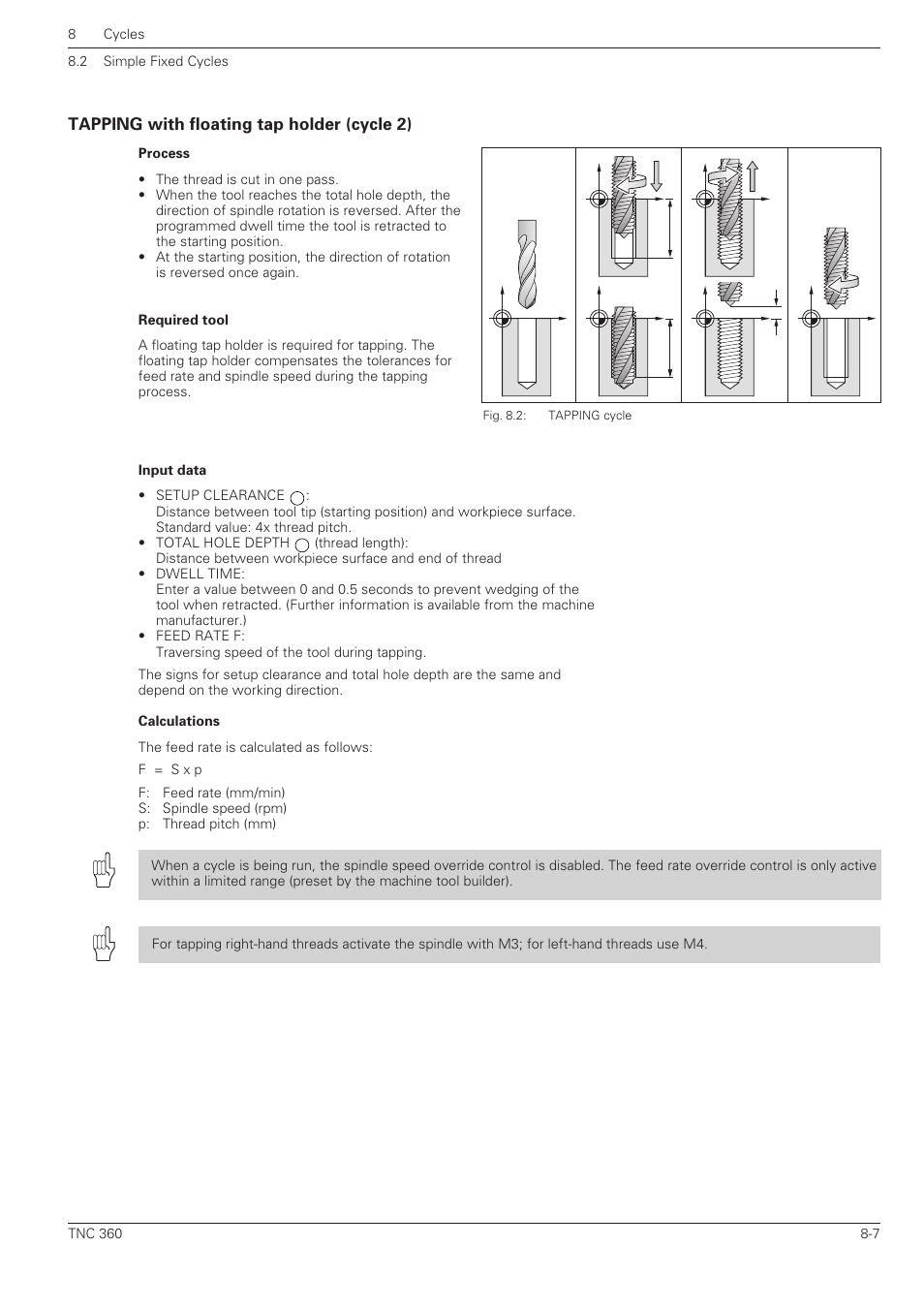 Tapping with floating tap holder (cycle 2) | HEIDENHAIN TNC 360 User Manual User Manual | Page 160 / 237