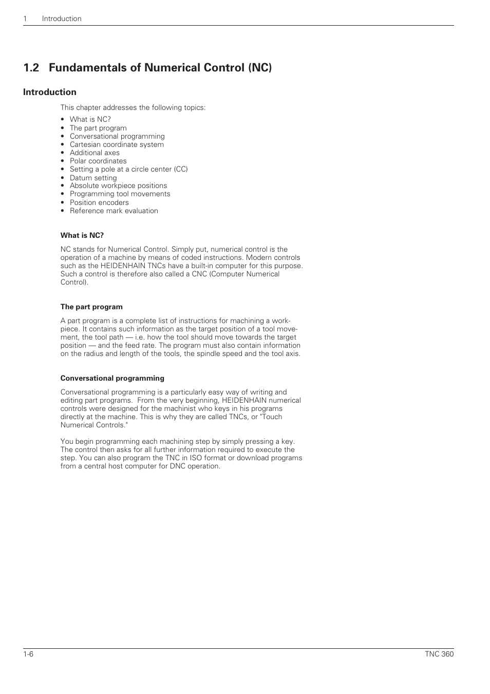 Fundamentals of numerical control (nc), Introduction, What is nc | The part program, Conversational programming, 2 fundamentals of numerical control (nc) | HEIDENHAIN TNC 360 User Manual User Manual | Page 24 / 237