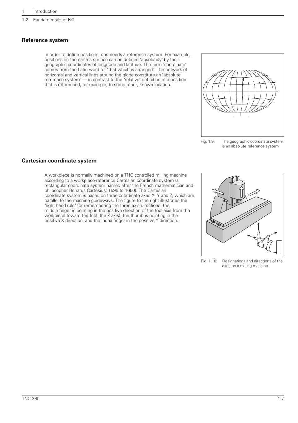 Reference system, Cartesian coordinate system | HEIDENHAIN TNC 360 User Manual User Manual | Page 25 / 237