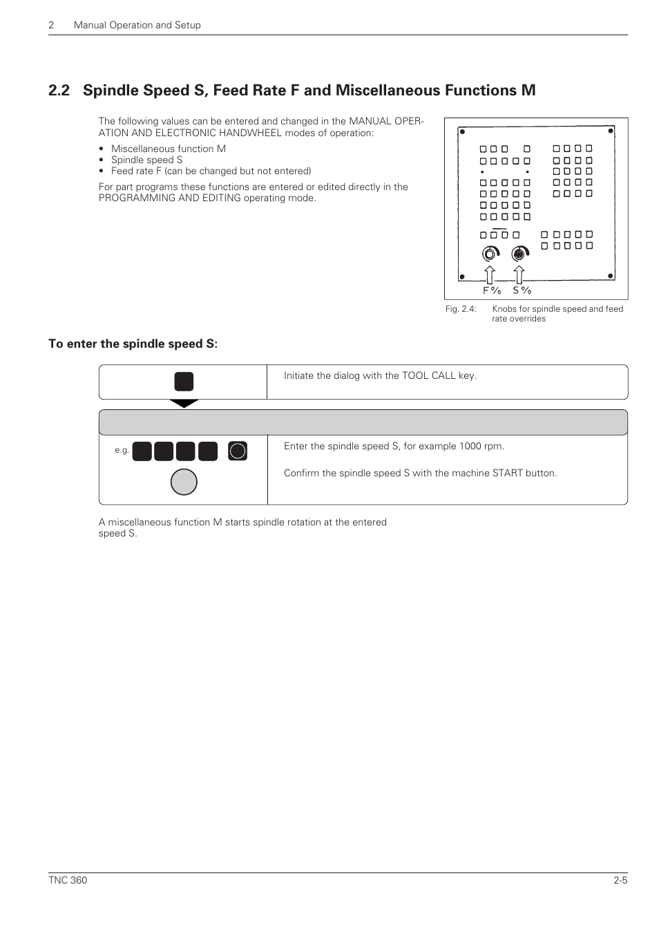To enter the spindle speed s | HEIDENHAIN TNC 360 User Manual User Manual | Page 43 / 237