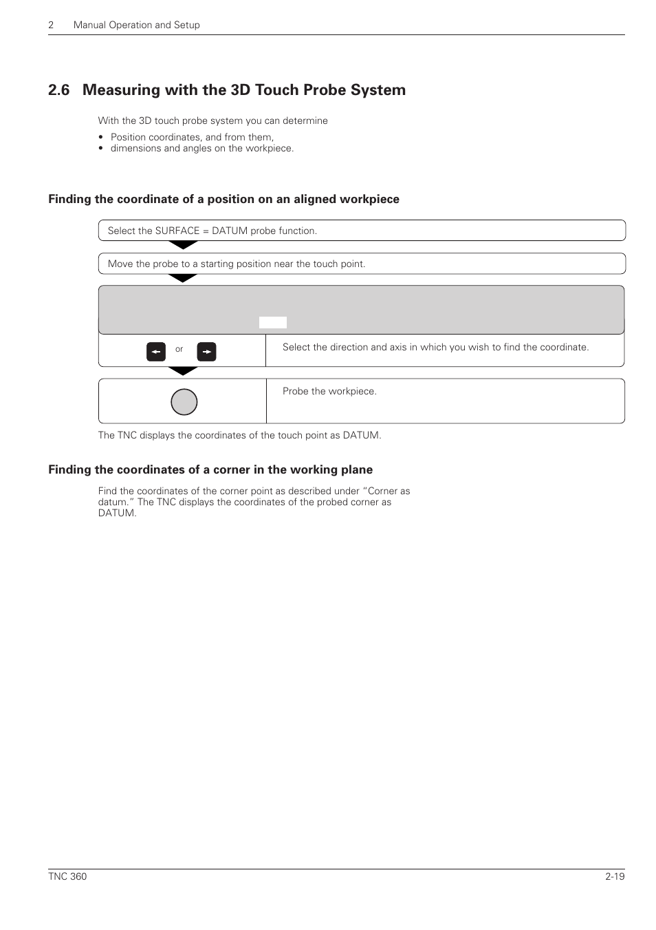 Measuring with the 3d touch probe system -19, 6 measuring with the 3d touch probe system | HEIDENHAIN TNC 360 User Manual User Manual | Page 57 / 237