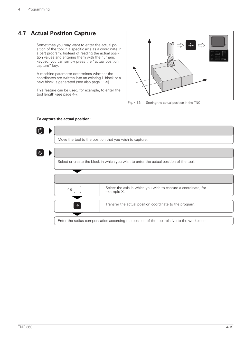 Actual position capture -19, 7 actual position capture, Yx z | HEIDENHAIN TNC 360 User Manual User Manual | Page 84 / 237