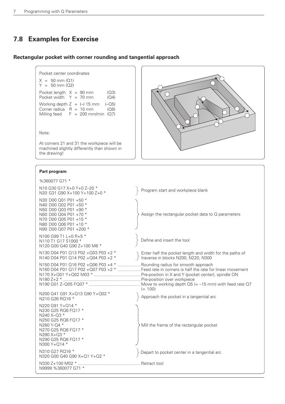 Examples for exercise -14, 8 examples for exercise | HEIDENHAIN TNC 360 ISO Programming User Manual | Page 148 / 227