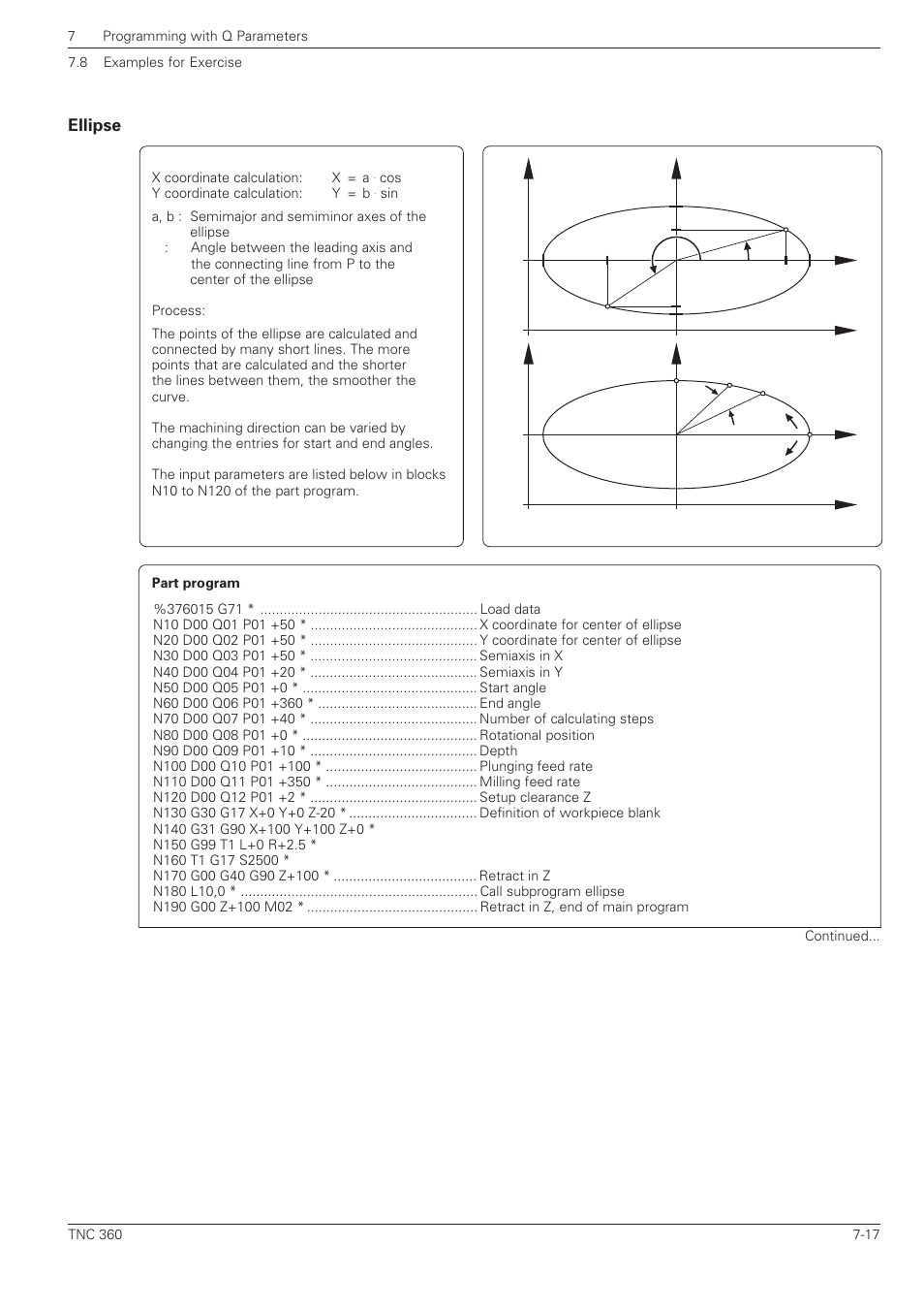 Ellipse | HEIDENHAIN TNC 360 ISO Programming User Manual | Page 151 / 227